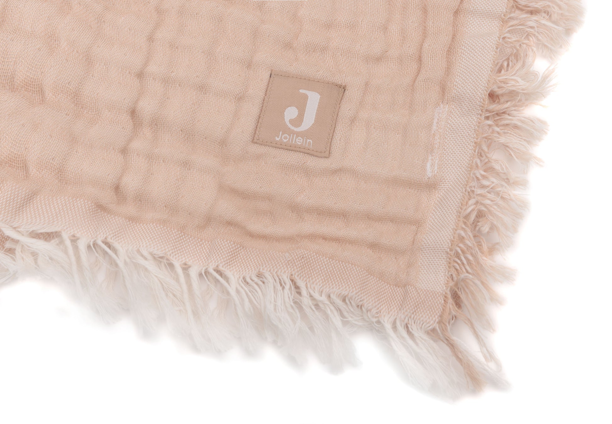 Jollein Jollein Deken Wieg 75x100cm Fringe - Moonstone/Ivory - GOTS - Decomusy