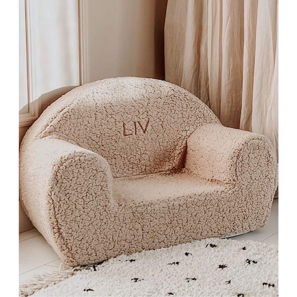 Muzpony Teddy stoel Beige - met geborduurde naam - Decomusy