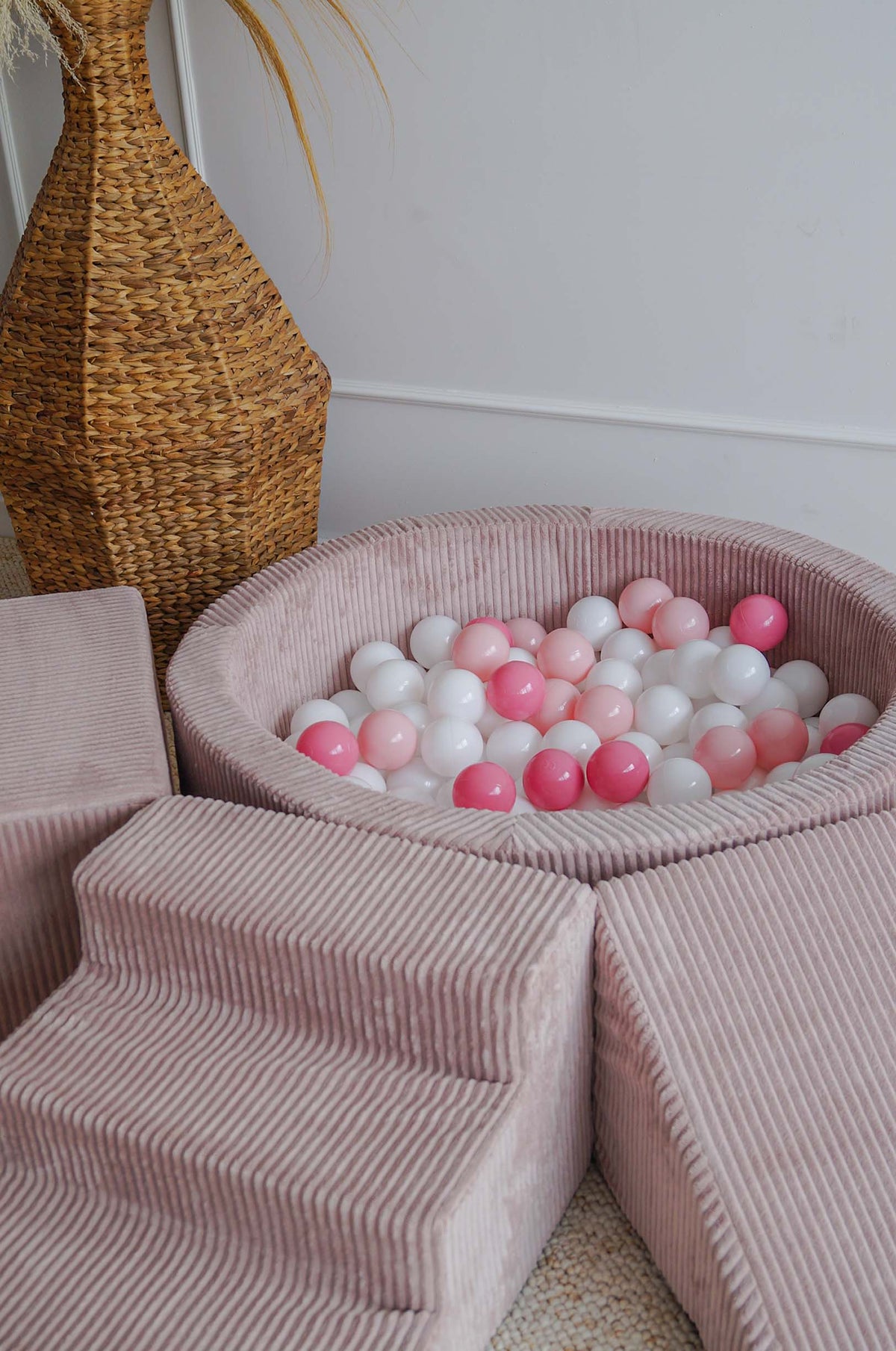 Moje. Foam Speelset 3 elements + Ballenbad 90x30 - Rib Velvet - Dusty Pink