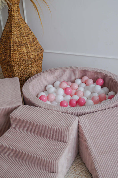 Moje. Foam Speelset 3 elements + Ballenbad 90x30 - Rib Velvet - Dusty Pink