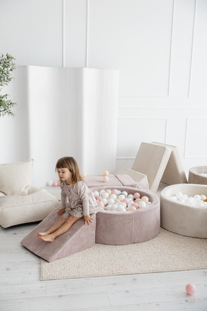 Moje. Foam Speelset 3 elements + Ballenbad 90x30 - Rib Velvet - Dusty Pink
