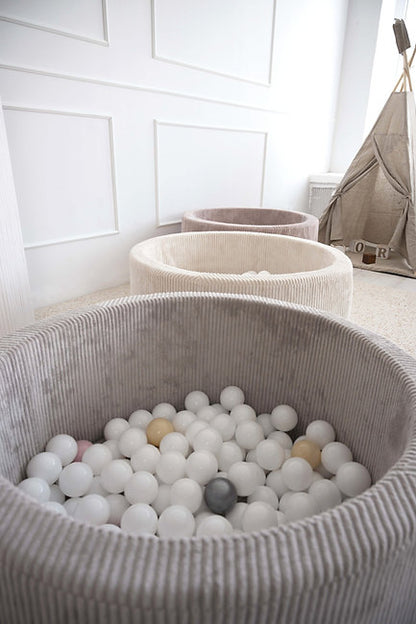 Moje. Moje. Rib Velvet Ballenbad - 90x40 cm - Grey - Decomusy