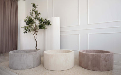 Moje. Moje. Rib Velvet Ballenbad - 90x40 cm - Grey - Decomusy