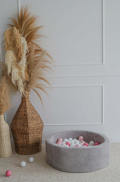 Moje. Moje. Rib Velvet Ballenbad - 90x30 cm - Grey - Decomusy