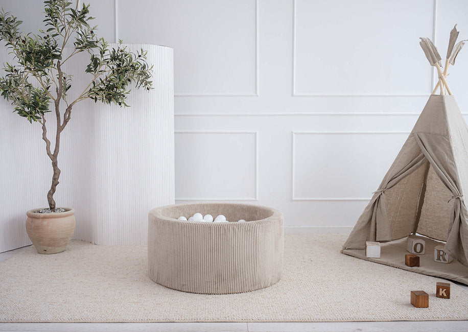 Moje. Moje. Rib Velvet Ballenbad - 90x40 cm - Dark Beige - Decomusy