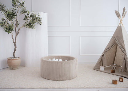 Moje. Moje. Rib Velvet Ballenbad - 90x40 cm - Dark Beige - Decomusy