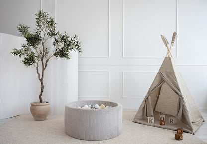 Moje. Moje. Rib Velvet Ballenbad - 90x40 cm - Grey - Decomusy