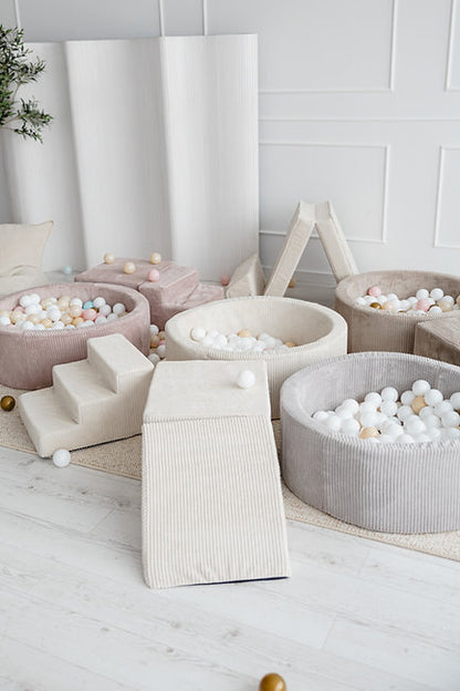 Moje. Moje. Rib Velvet Ballenbad - 90x30 cm - Crème - Decomusy