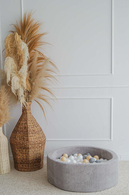 Moje. Moje. Rib Velvet Ballenbad - 90x30 cm - Grey - Decomusy