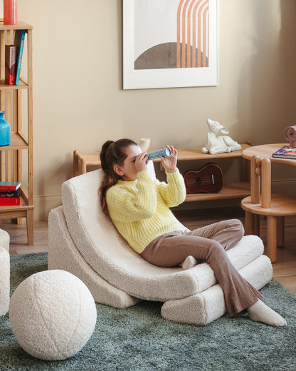 Wigiwama Wigiwama Beanbag Moon Chair Kinderfauteuil - Cream White - Decomusy