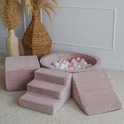 Moje. Foam Speelset 3 elements + Ballenbad 90x30 - Rib Velvet - Dusty Pink
