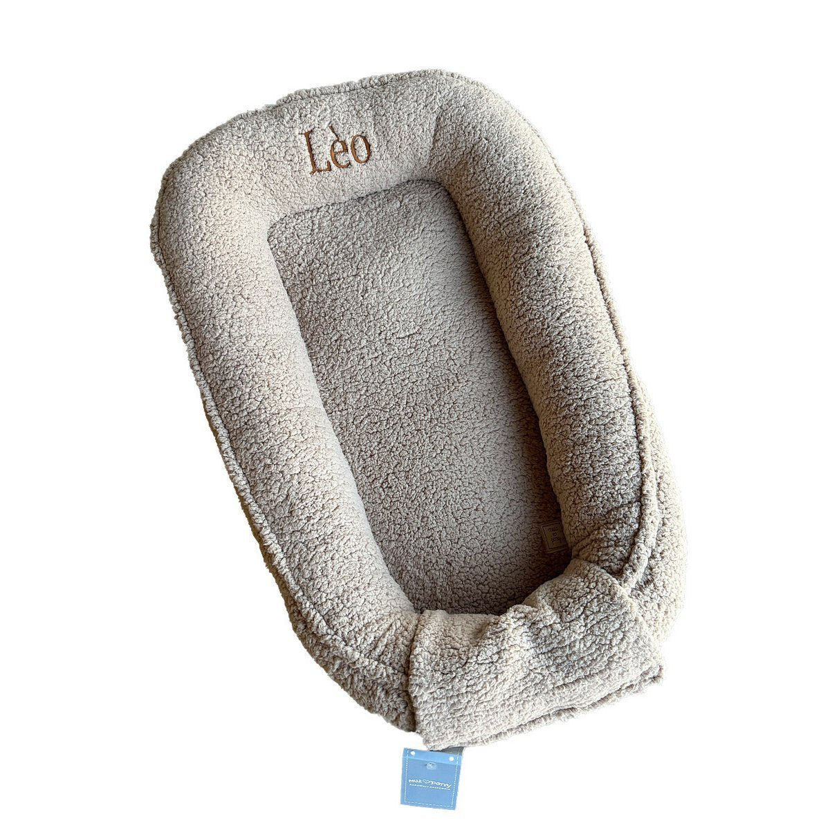 Muzpony Teddy babynest Beige - met geborduurde naam - Decomusy