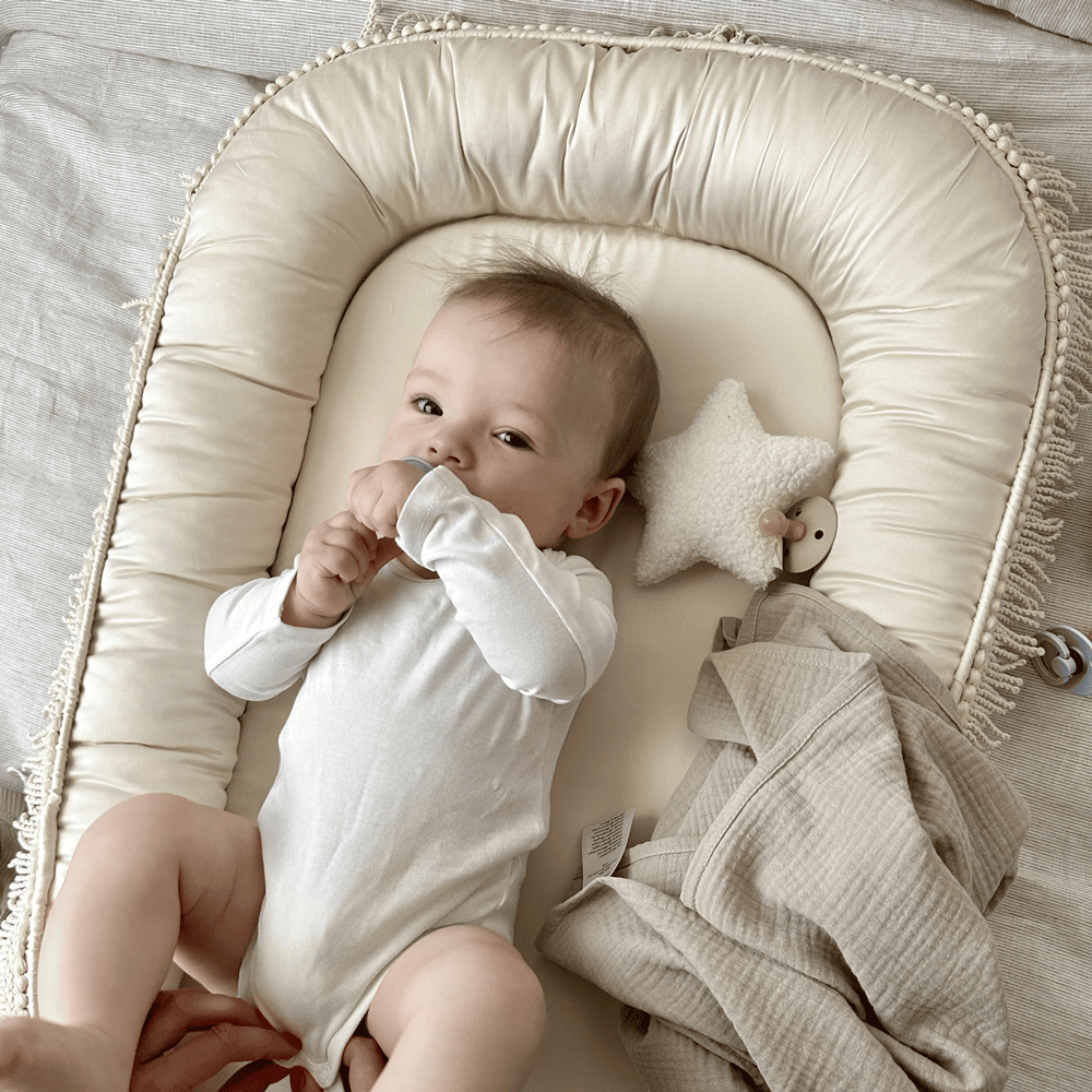 Cotton&Sweets Cotton & Sweets Boho Twist Babynest "Vanille" - Decomusy