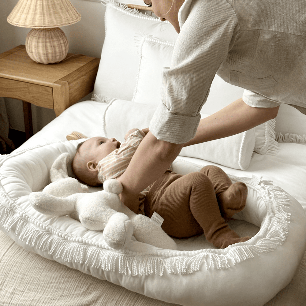 Cotton&Sweets Cotton & Sweets Boho Twist Babynest "White" - Decomusy