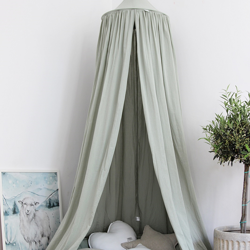 Cotton&Sweets Cotton & Sweets Soft Bedhemel Klamboe Sage Green" - Decomusy