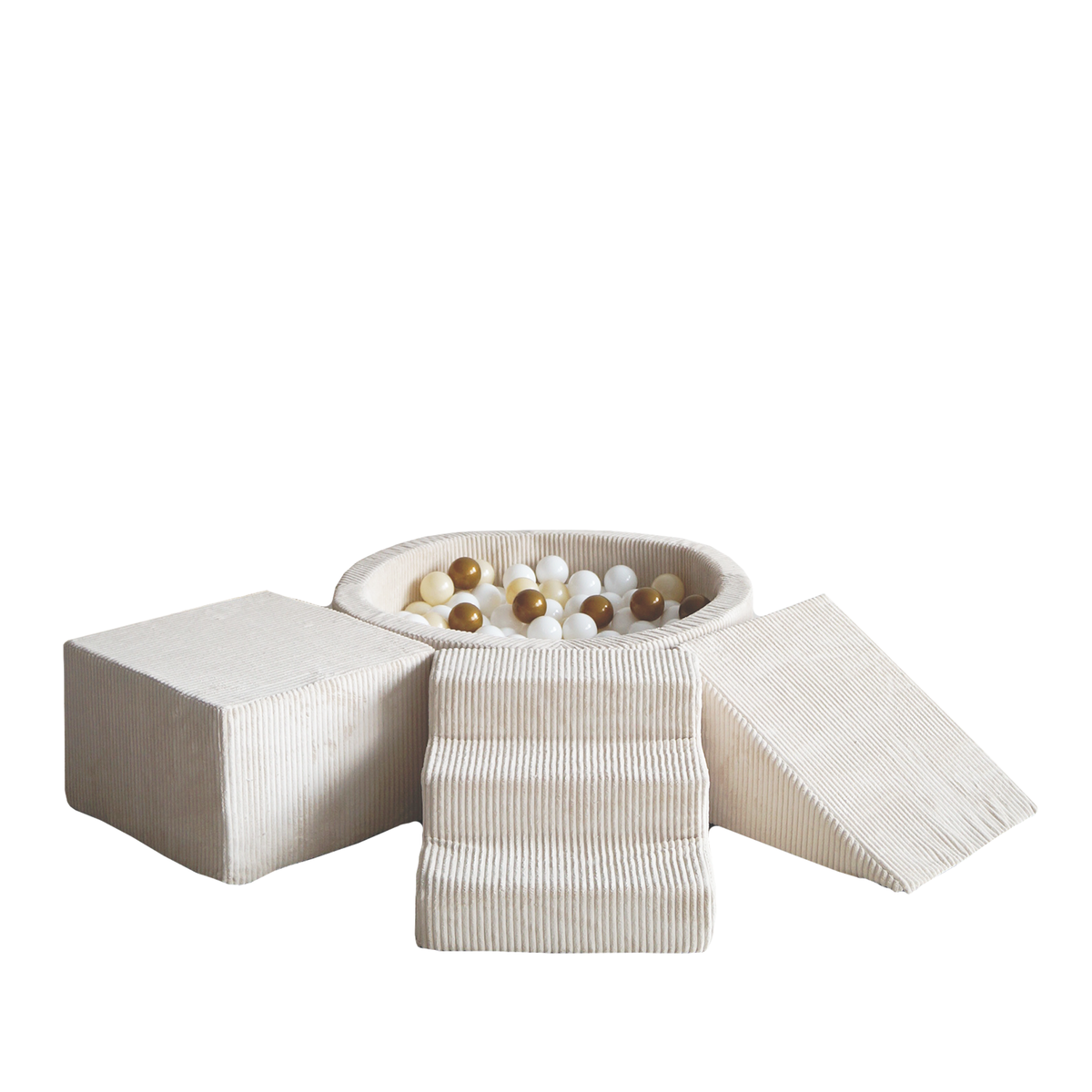 Moje. Foam Speelset 3 elements + Ballenbad 90x30 - Rib Velvet - Créme