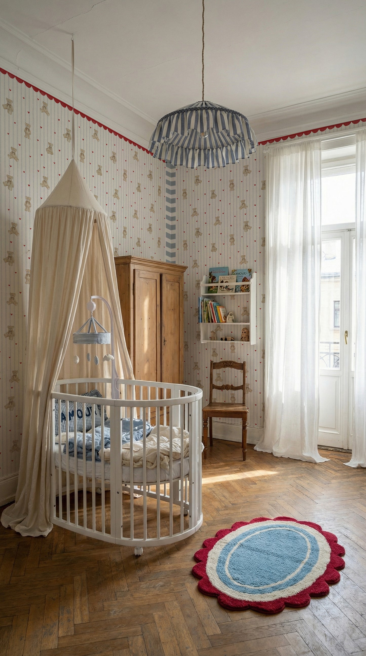 Dekornik Dekornik Vliesbehang Teddy Bear with Ornament - Decomusy