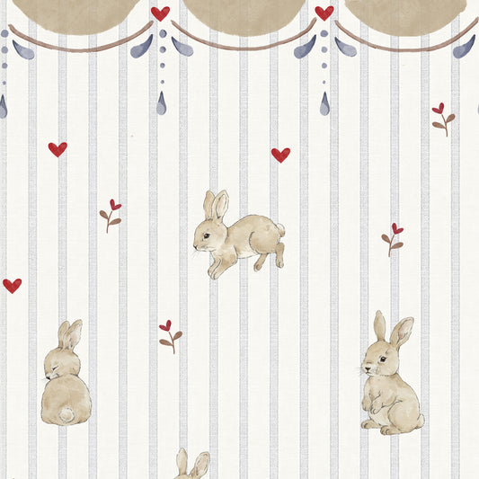 Dekornik Dekornik Vliesbehang Rabbits Hearts with Ornament - Decomusy