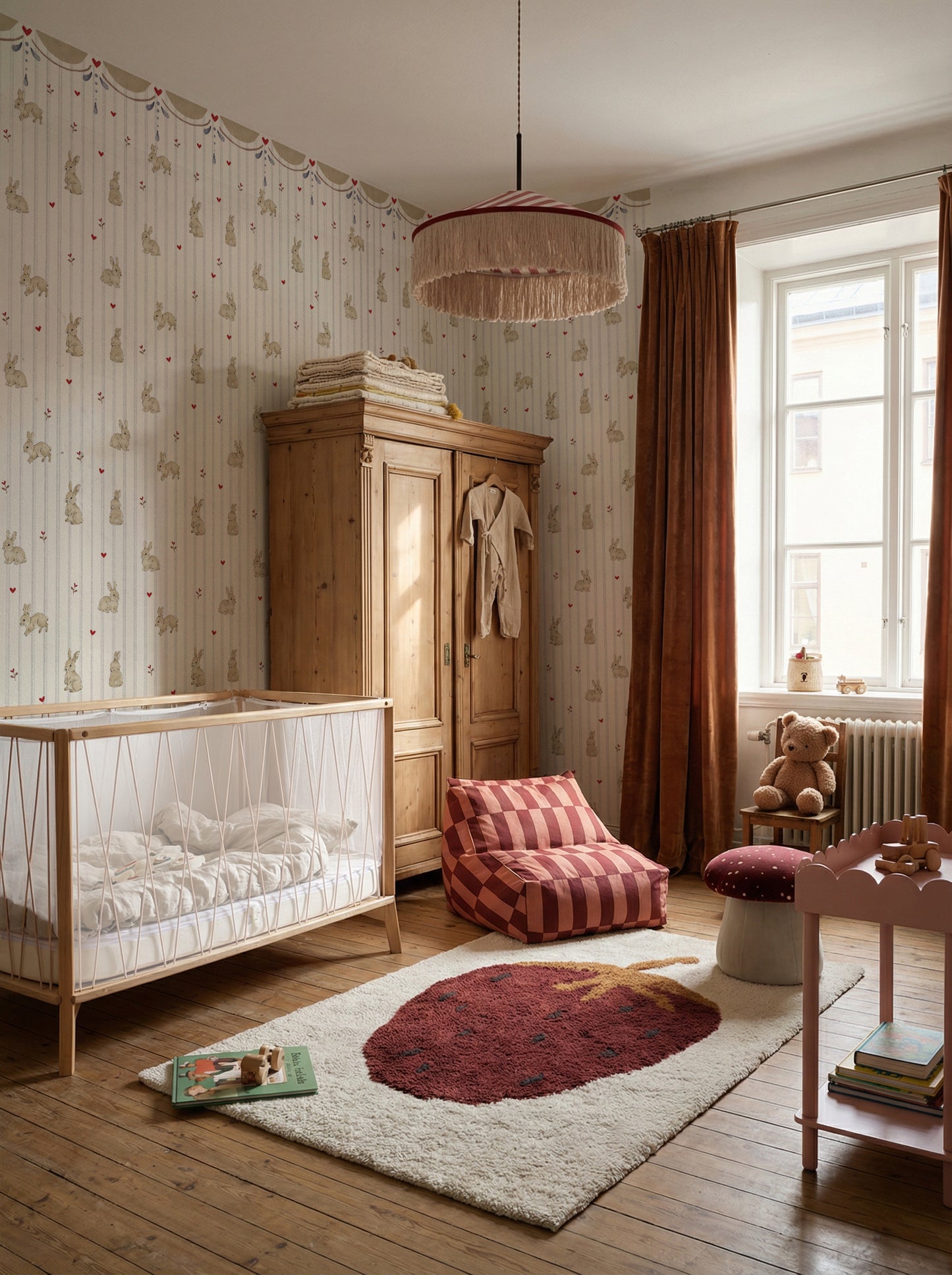 Dekornik Dekornik Vliesbehang Rabbits Hearts with Ornament - Decomusy