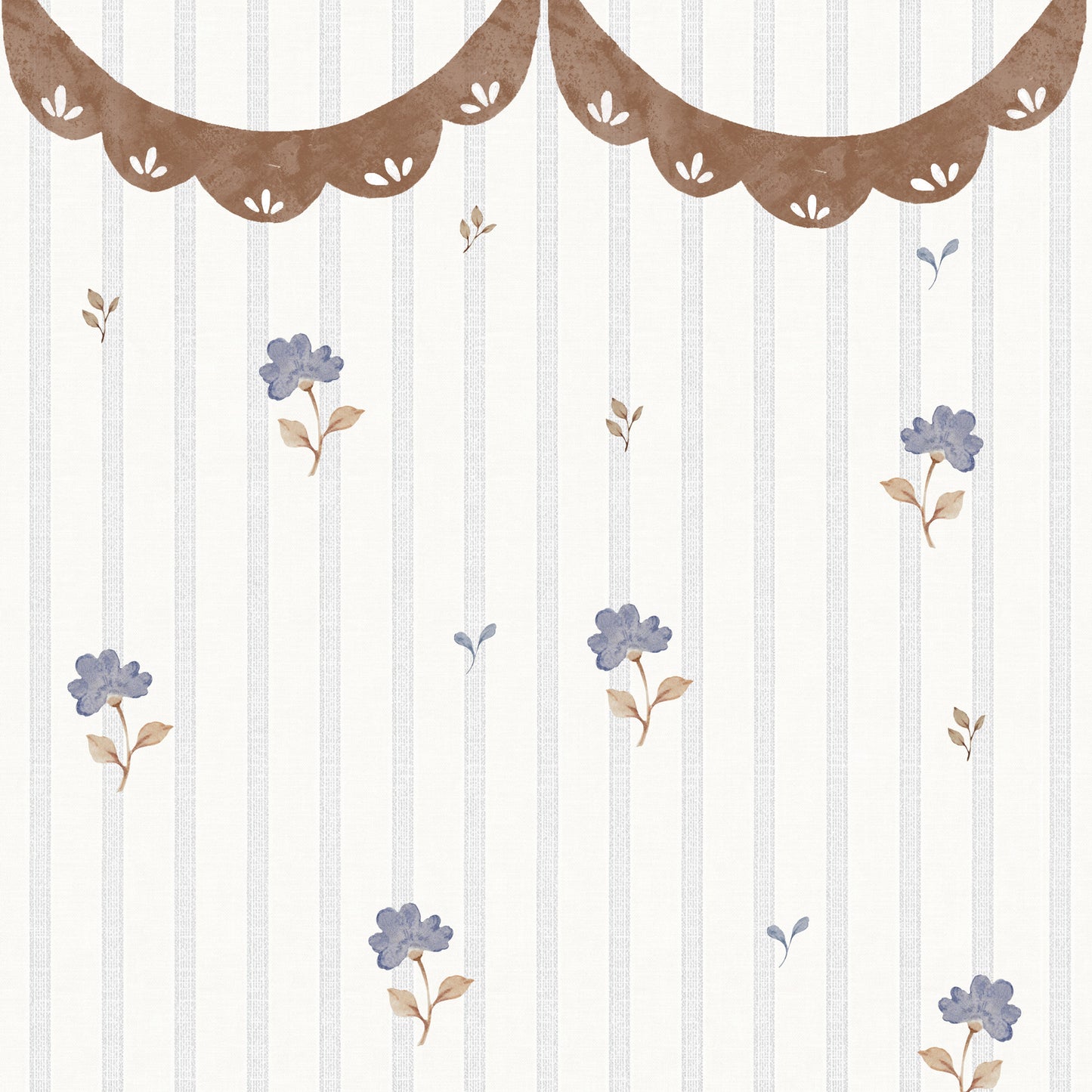 Dekornik Dekornik Vliesbehang Delicate retro flowers with ornament - Decomusy