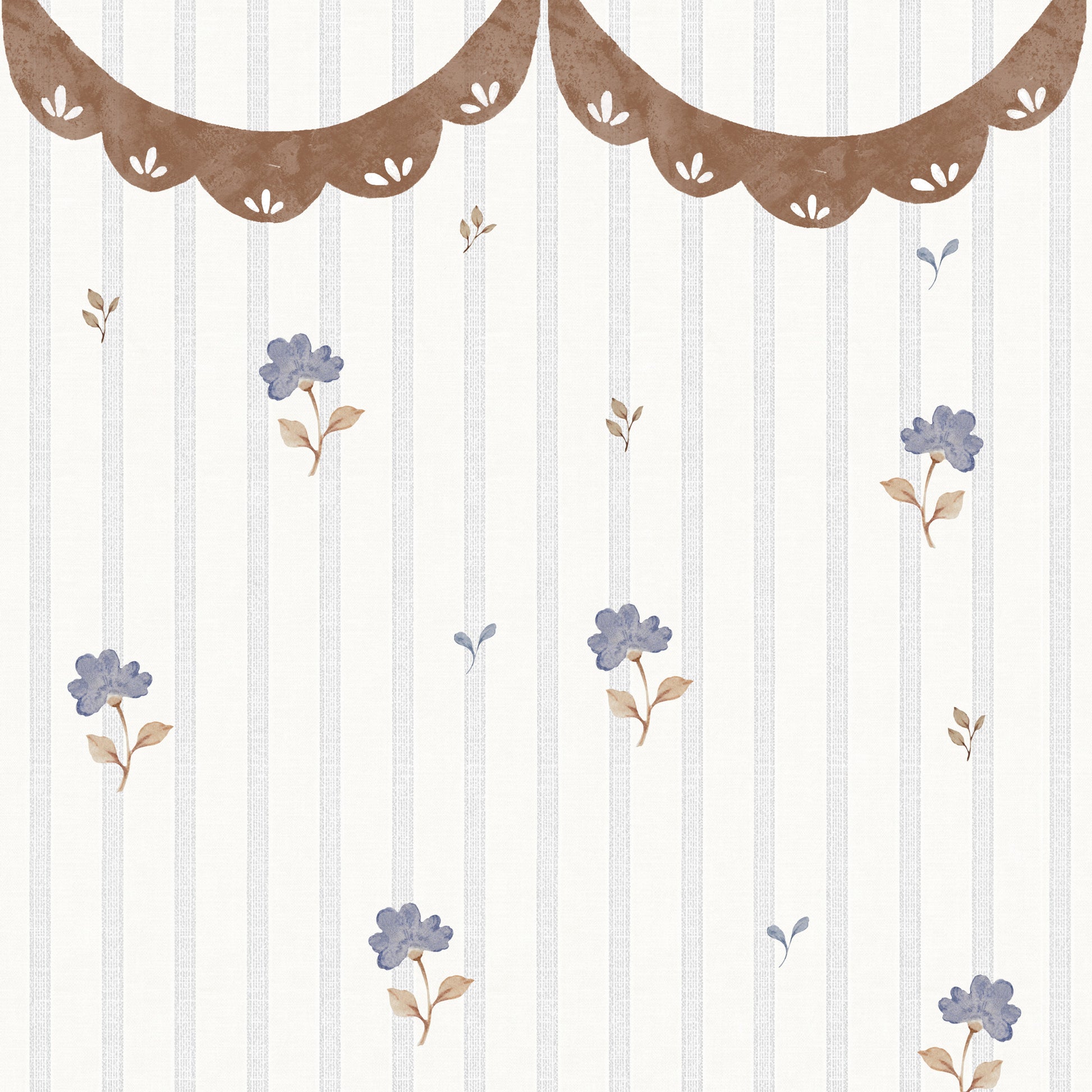 Dekornik Dekornik Vliesbehang Delicate retro flowers with ornament - Decomusy