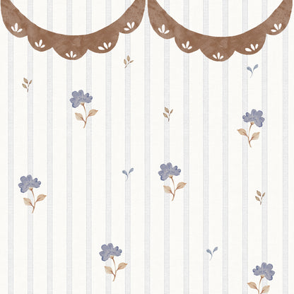 Dekornik Dekornik Vliesbehang Delicate retro flowers with ornament - Decomusy