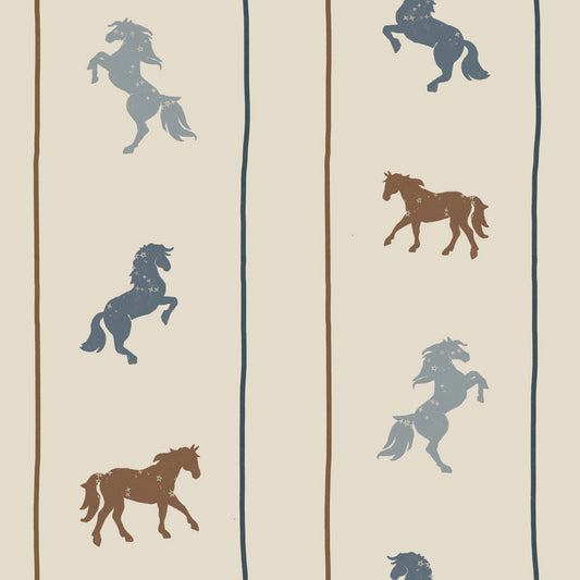 Dekornik Vliesbehang - Delicate horses with stars