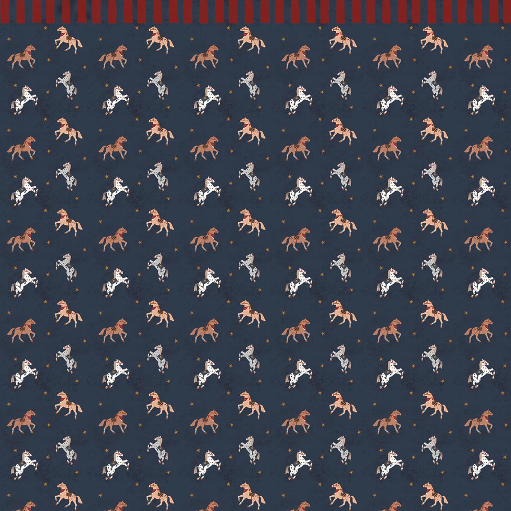 Dekornik Vliesbehang - Spanish horses with border
