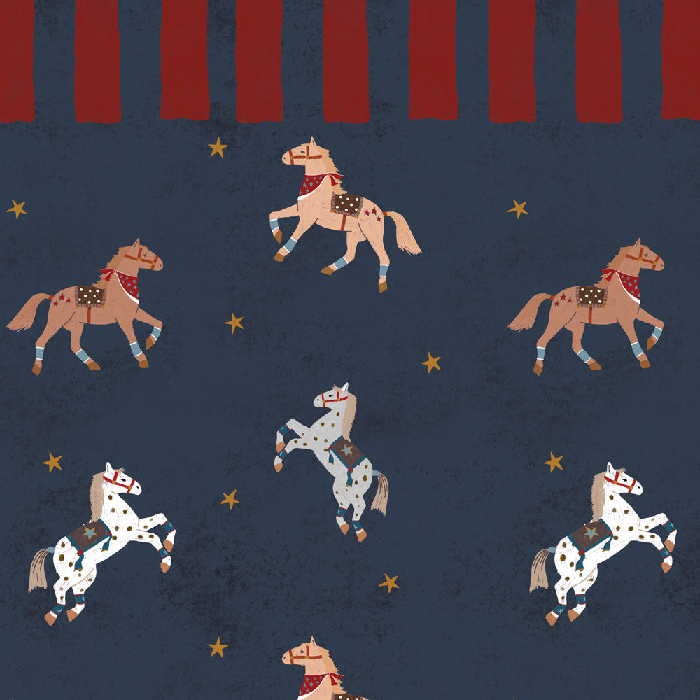 Dekornik Vliesbehang - Spanish horses with border