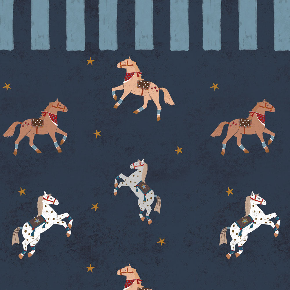 Dekornik Vliesbehang - Spanish horses with border