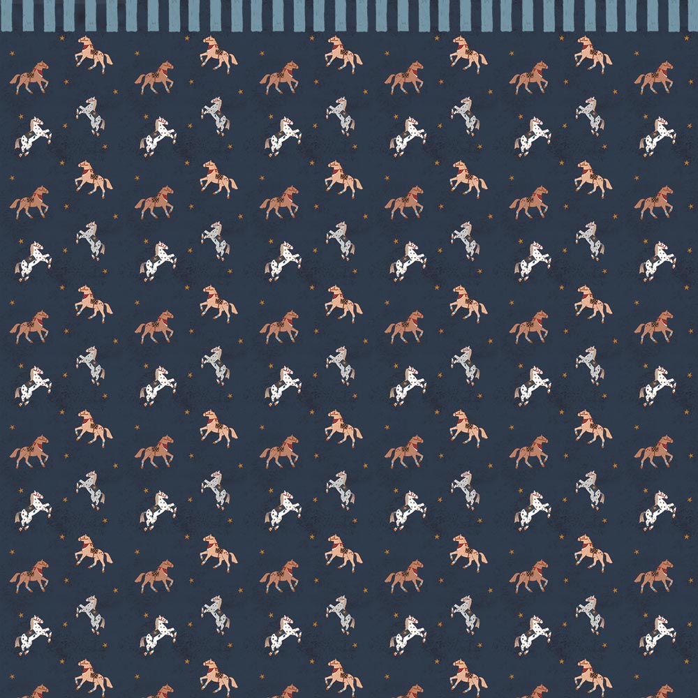 Dekornik Vliesbehang - Spanish horses with border