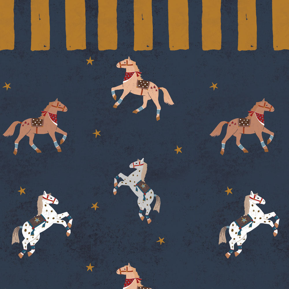 Dekornik Vliesbehang - Spanish horses with border