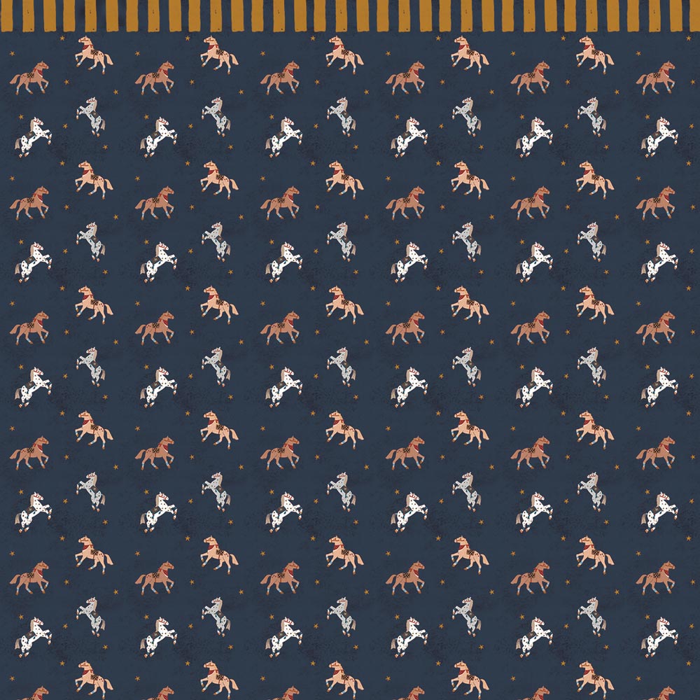 Dekornik Vliesbehang - Spanish horses with border