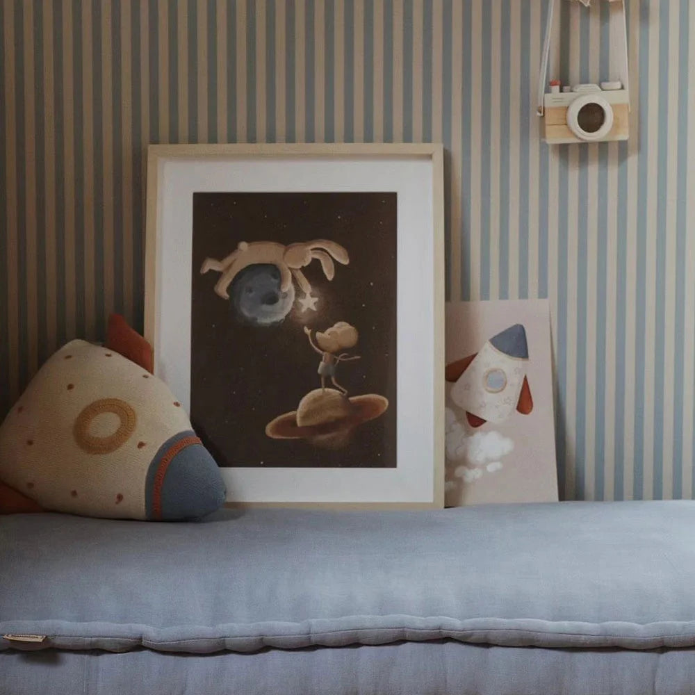Dekornik Vliesbehang - Simple Vintage Stripes Beige Blue