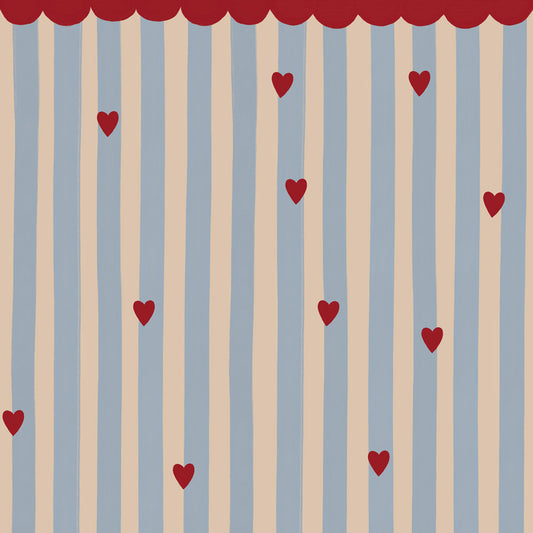 Dekornik Dekornik Behang - French hearts stripes - Decomusy