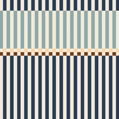 Dekornik Dekornik Vliesbehang - Stripes happy 2 colours navy blue and mint - Decomusy