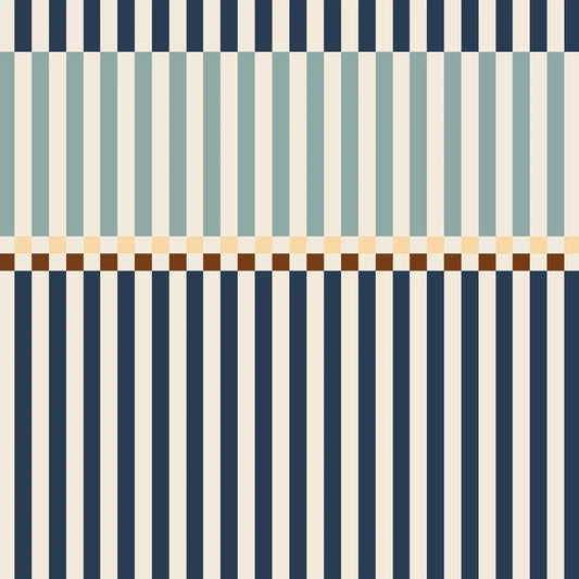 Dekornik Dekornik Vliesbehang - Stripes happy 2 colours navy blue and mint - Decomusy