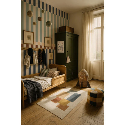 Dekornik Dekornik Vliesbehang - Stripes happy 2 colours navy blue and mint - Decomusy