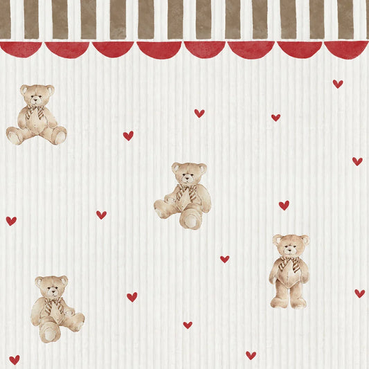 Dekornik Dekornik Vliesbehang Teddy Bear with Ornament - Decomusy