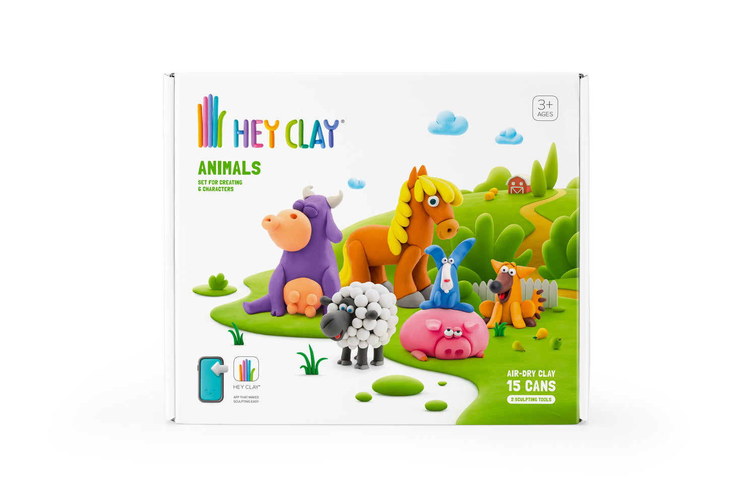 Hey Clay Hey Clay boetseerklei Animals - 15 pack - Decomusy