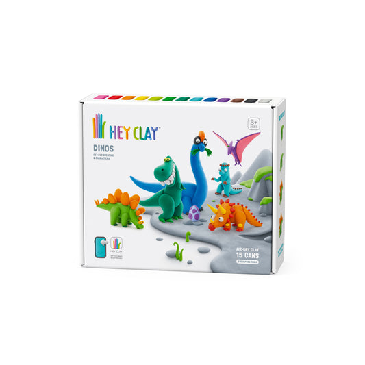 Hey Clay Hey Clay boetseerklei Dinos - 15 pack - Decomusy