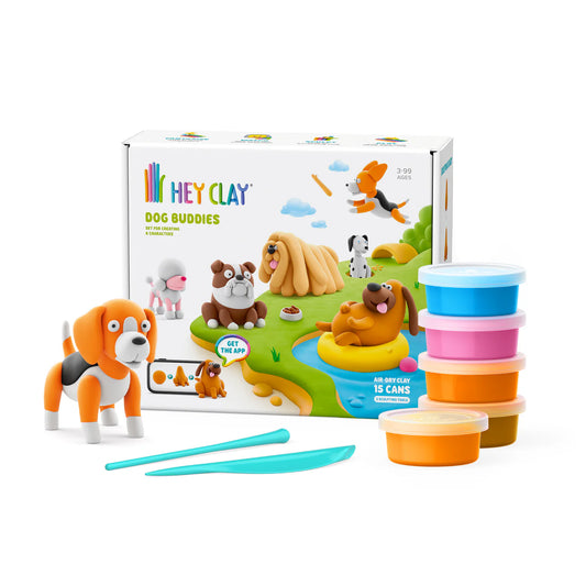 Hey Clay Hey Clay boetseerklei Dog Buddies - 15 pack - Decomusy