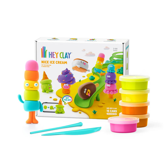 Hey Clay Hey Clay boetseerklei Nice Ice Cream - 15 pack - Decomusy