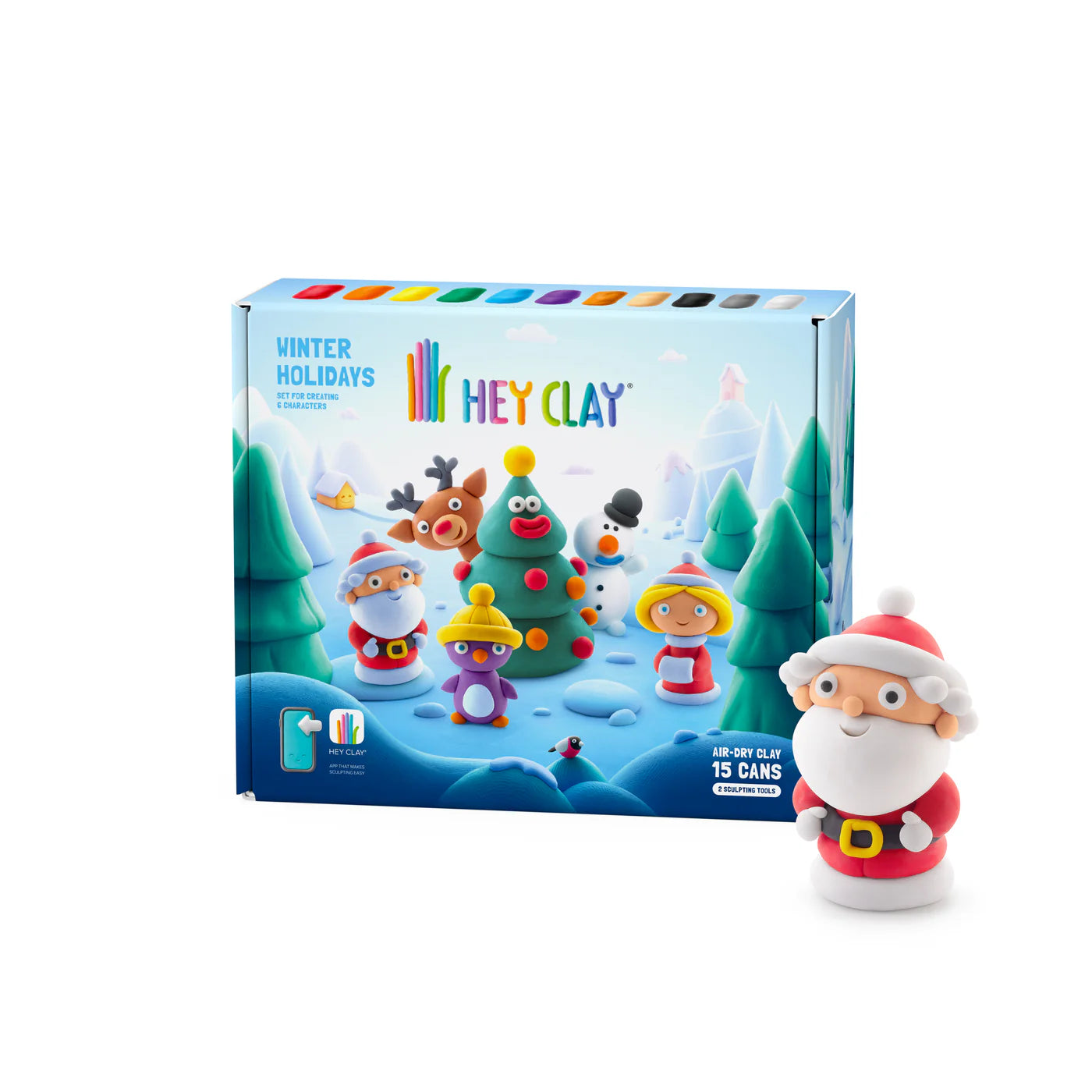 Hey Clay HeyClay boetseerklei Winter Holidays - LIMITED EDITION - 15 pack - Decomusy