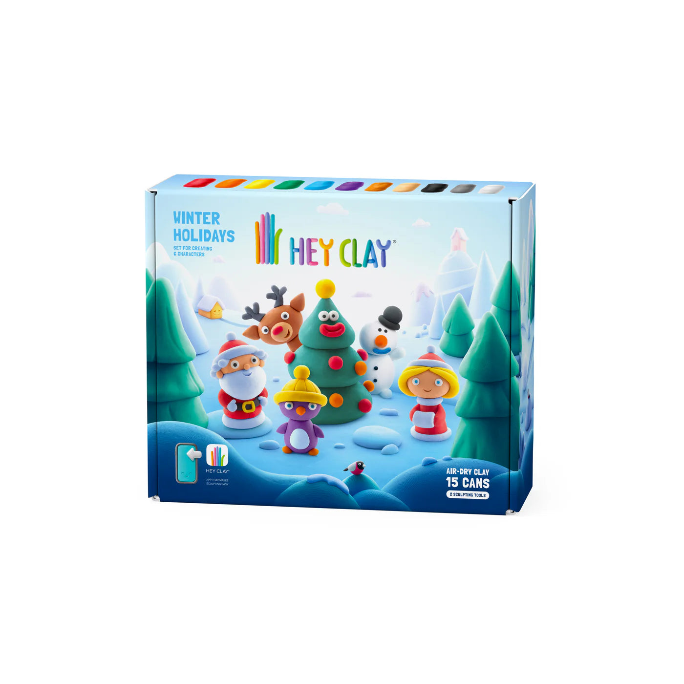 Hey Clay HeyClay boetseerklei Winter Holidays - LIMITED EDITION - 15 pack - Decomusy
