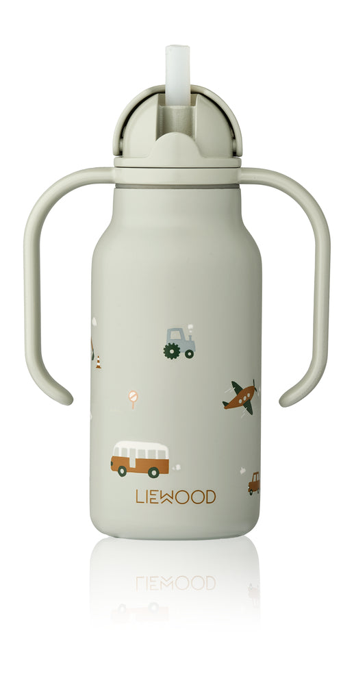 Liewood Liewood Kimmie Bottle Kinderdrinkfles - 250ml - Vehicles / Dove blue - Decomusy
