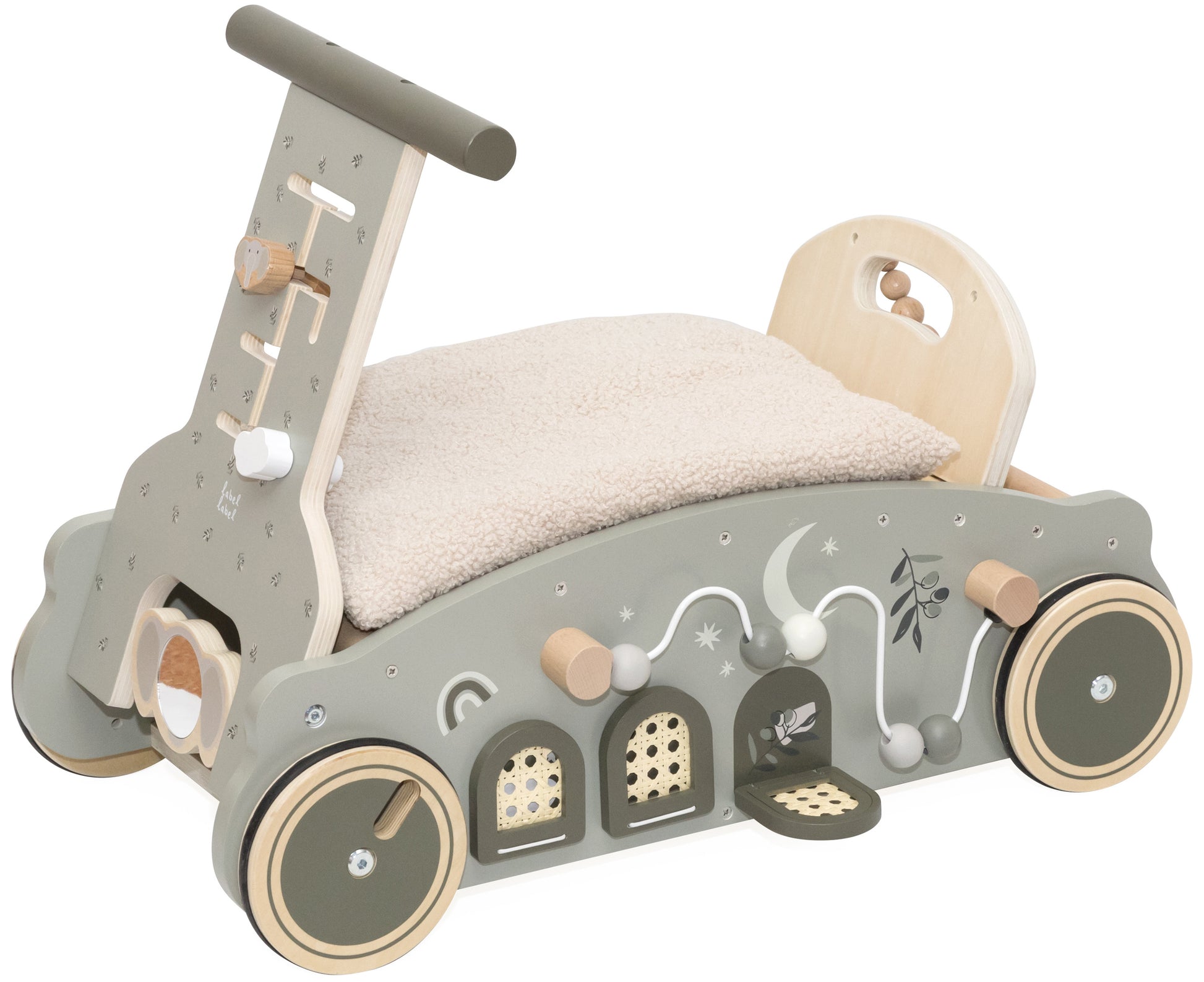 Label Label Label Label 3-in-1 Rocker, Walker and Car - Olive Green - Decomusy