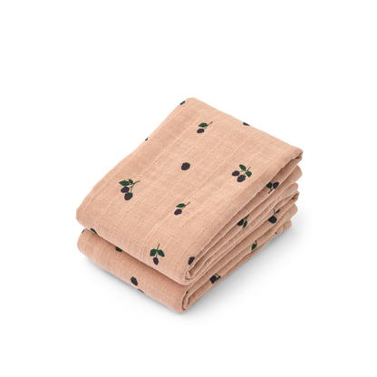 Liewood Liewood Lewis Muslin Cloth Hydrofiele Doek 2-Pack - Mini Berry / Pale tuscany - Decomusy