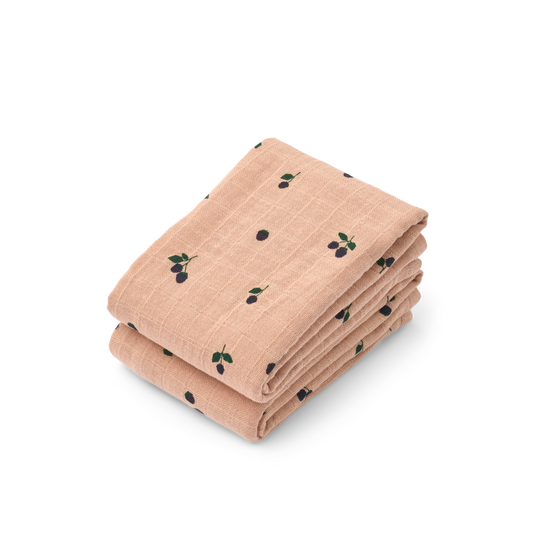 Liewood Liewood Lewis Muslin Cloth Hydrofiele Doek 2-Pack - Mini Berry / Pale tuscany - Decomusy