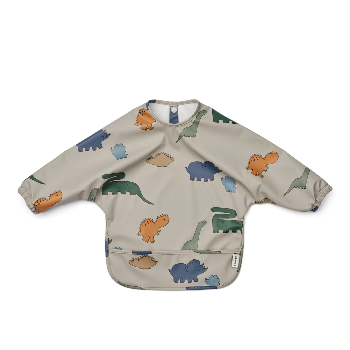 Liewood Liewood Merle Printed Cape Bib Slab met lange mouwen - Dinosaurs / Mist - Decomusy